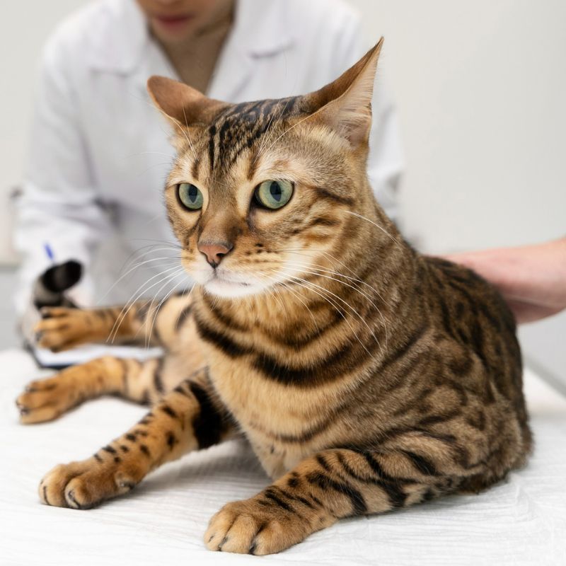 veterinarian examining cate for vaccinations